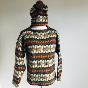 Iceland Hans Heitsch Jersey Modeller Wool Fair Isle Sweater with Hat Size M
